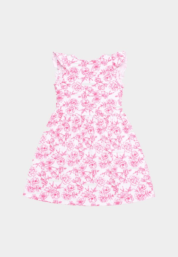 Floral Outline Drawing Fluff Sleeve Girl's Dress RED