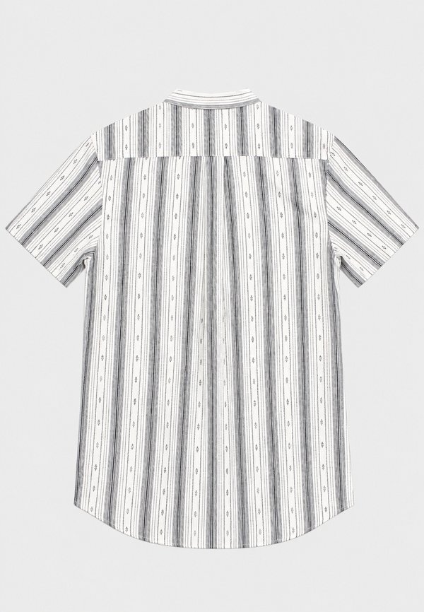 Korean Vertical Stripe Mandarin Collar Short Sleeve Men's Shirt WHITE