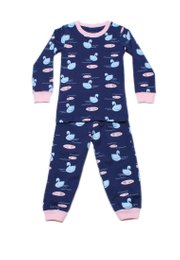 Swan Print Pyjamas Set NAVY (Kids' Pyjamas)