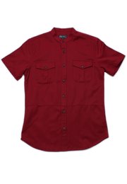 Brushed Cotton Twin Pocket Short Sleeve Shirt RED (Men's Shirt)