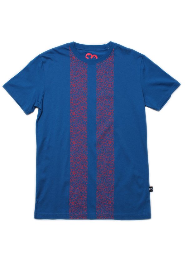 Floral Printed Twin Stripe T-Shirt BLUE (Men's T-Shirt)