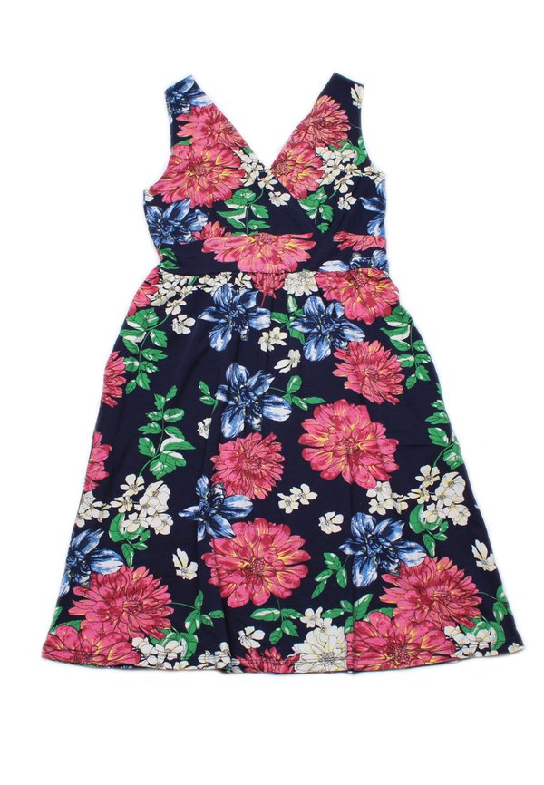 Floral Print Criss Cross Dress NAVY (Ladies' Dress)