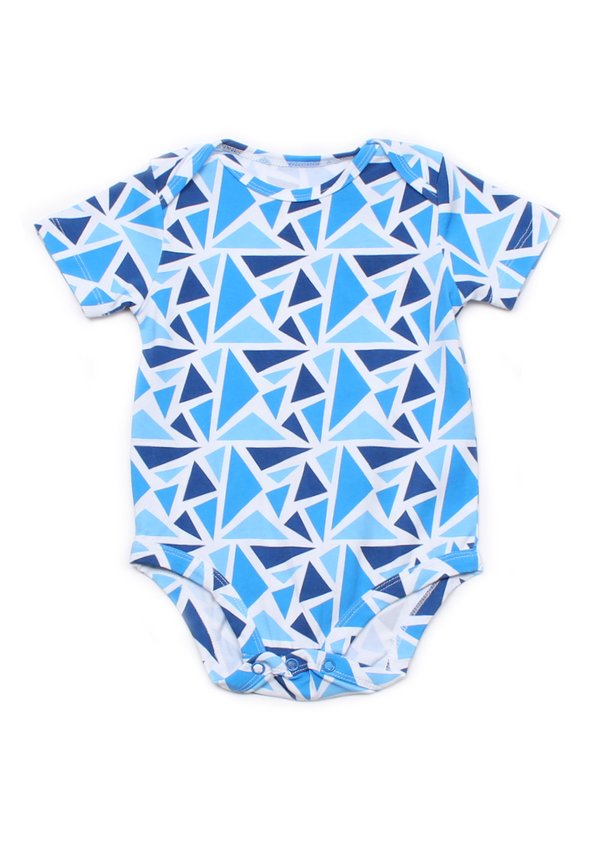 Geometric Triangles Print Romper BLUE (Baby Romper)