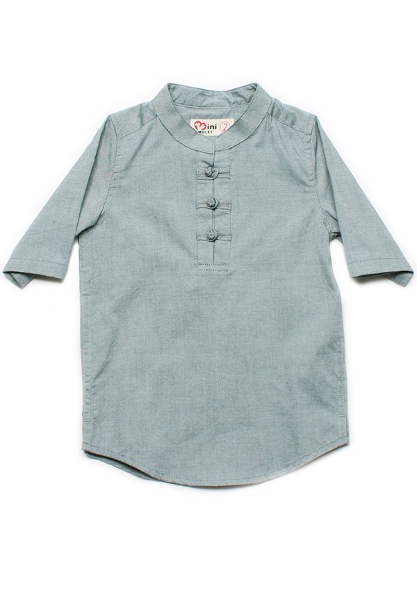 Oriental Style 3/4 Sleeve Shirt GREEN (Boy's Shirt)