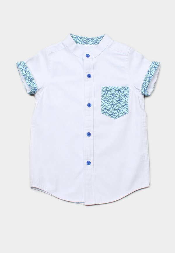 Seashell Print Pocket Mandarin Collar Short Sleeve Shirt WHITE (Boy's Shirt)