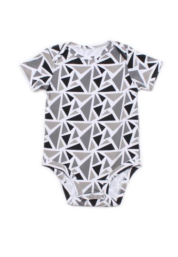 Geometric Triangles Print Romper GREY (Baby Romper)