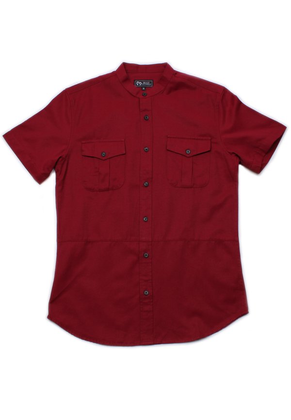 Brushed Cotton Twin Pocket Short Sleeve Shirt RED (Men's Shirt)
