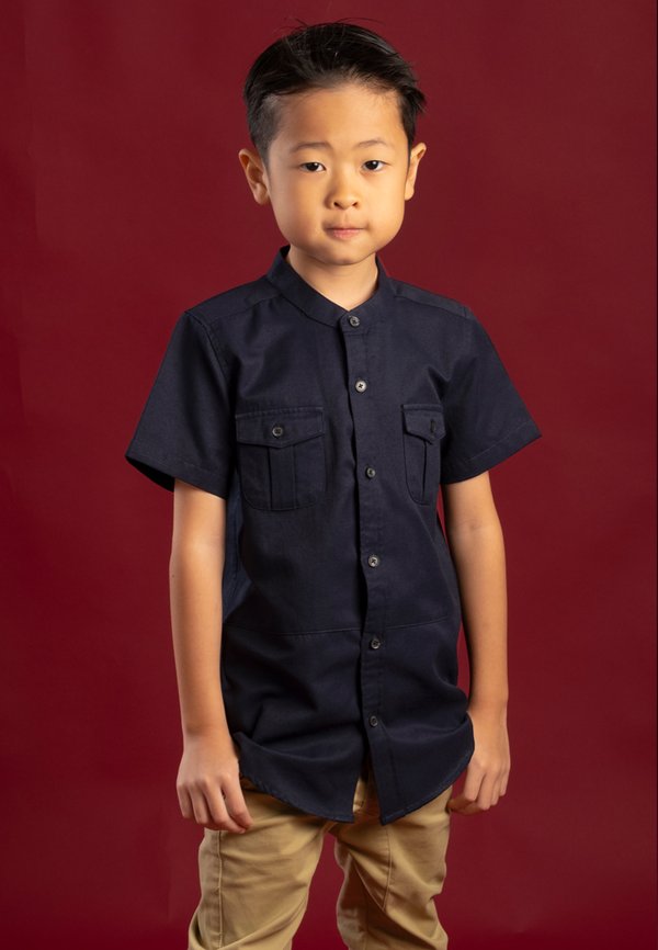 Brushed Cotton Twin Pocket Short Sleeve Shirt NAVY (Boy's Shirt)