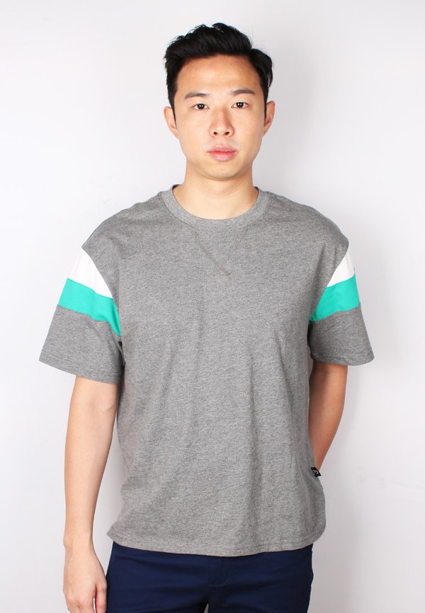 Colour Block Oversized T-Shirt GREY (Men's T-Shirt) 