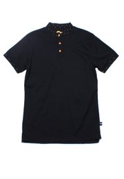 Polka Dots Trims Polo T-Shirt BLACK (Men's Polo)