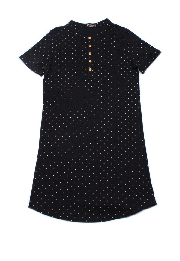 Polka Dots Print Polo Shift Dress BLACK (Ladies' Dress)