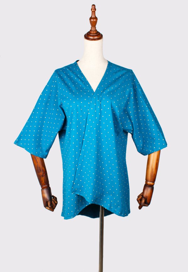 Polka Dots Print Kimono Cardigan/Outerwear BLUE (Ladies' Top)