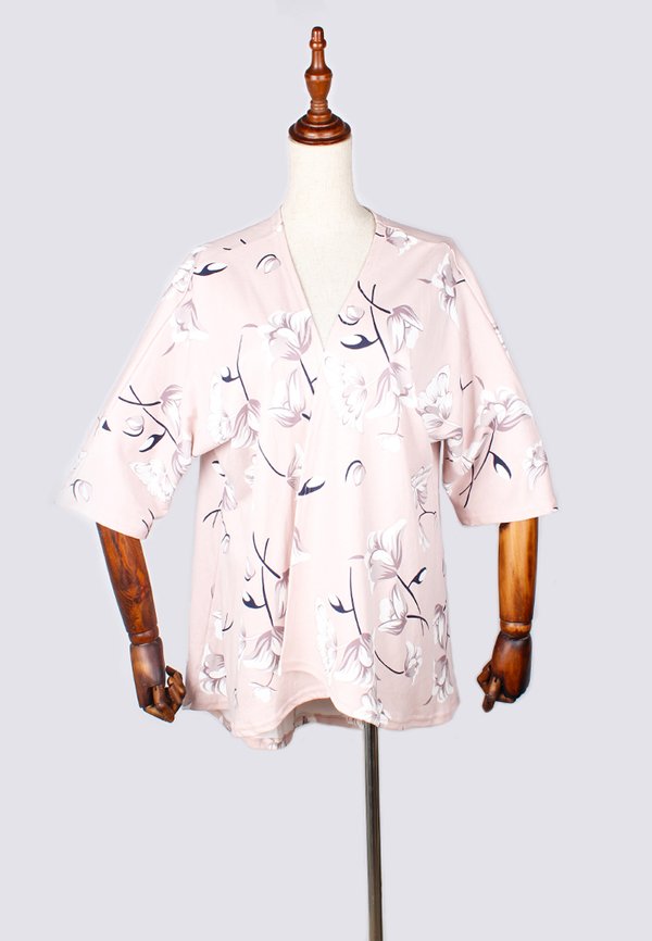 Floral Print Kimono Cardigan/Outerwear PINK (Ladies' Top)