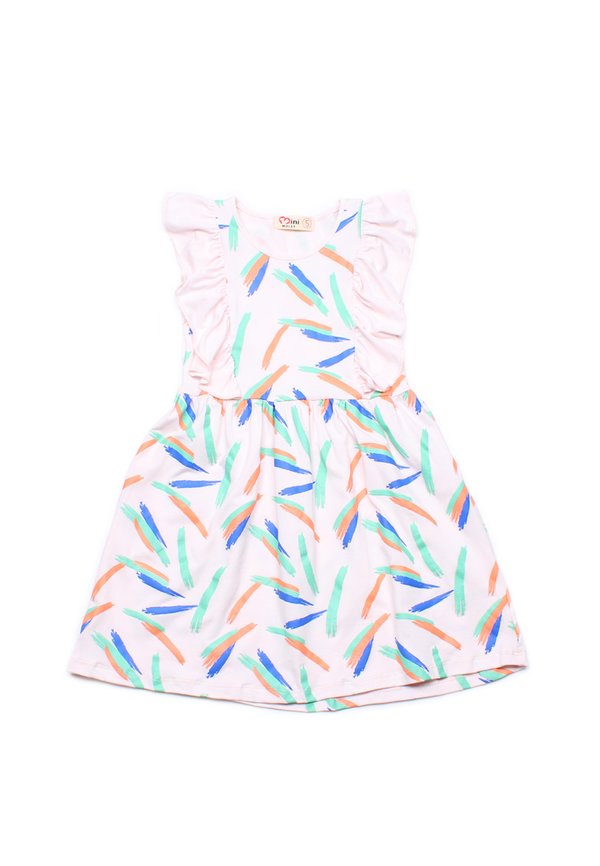 Paint Brush Print Twin Ruffle Dress PINK (Girl's Dress) 