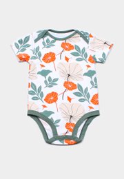 Lotus Foliage Print Romper WHITE (Baby Romper)