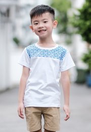 Batik Florets Print Panel T-Shirt WHITE (Boy's T-Shirt) 