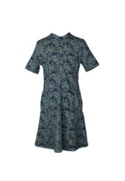 Bamboo Print Half-Button Down Dress NAVY (Girl's Dress)
