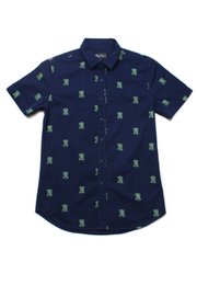 Bamboo Print Short Sleeve Shirt NAVY (Men's Shirt)
