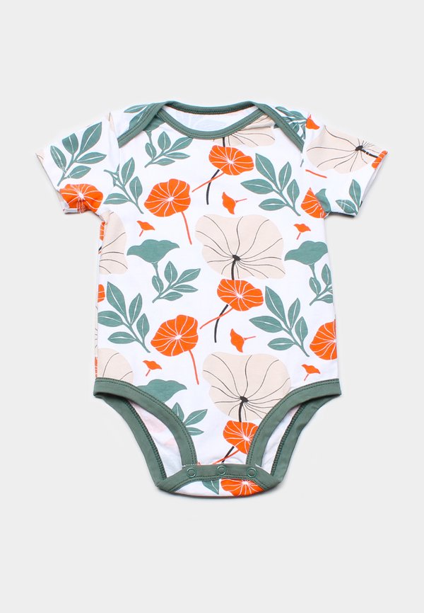 Lotus Foliage Print Romper WHITE (Baby Romper)