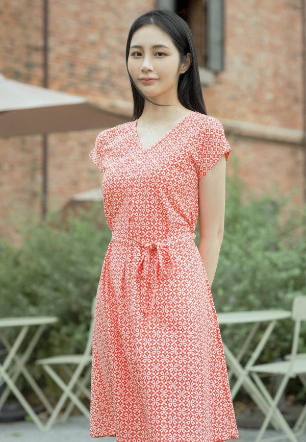 Batik Florets Print Flare Dress PINK (Ladies' Dress)