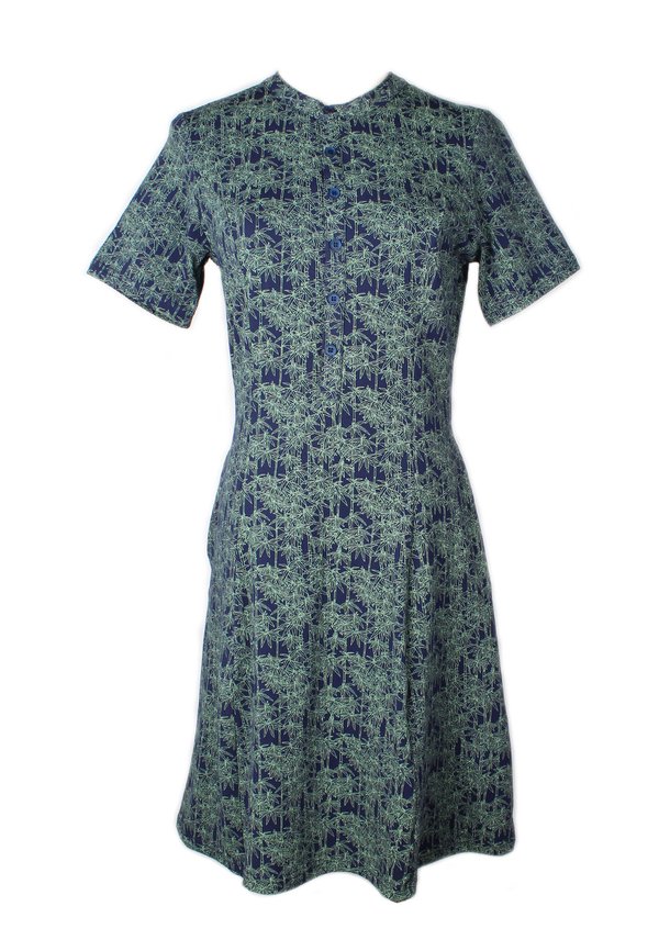 Bamboo Print Half-Button Down Dress NAVY (Ladies' Dress)