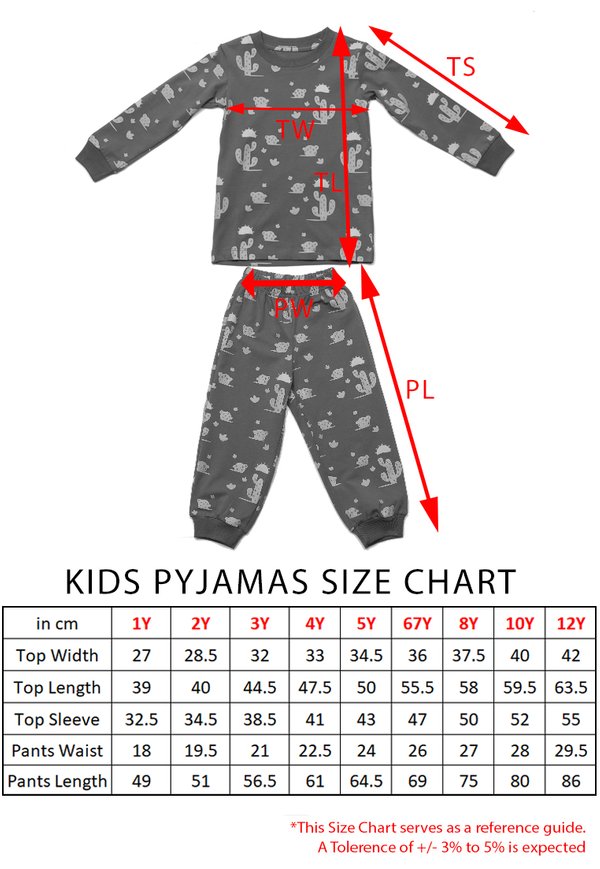 Elephant Print Pyjamas Set ORANGE (Kids' Pyjamas)