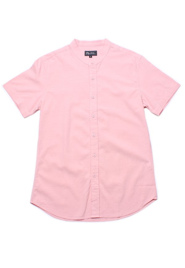 Linen Premium Mandarin Collar Short Sleeve Shirt PINK (Men's Shirt)