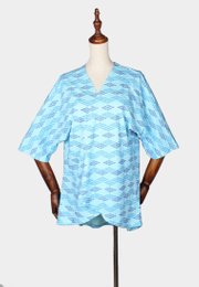 Classic Motif Print Kimono Cardigan/Outerwear BLUE (Ladies' Top)