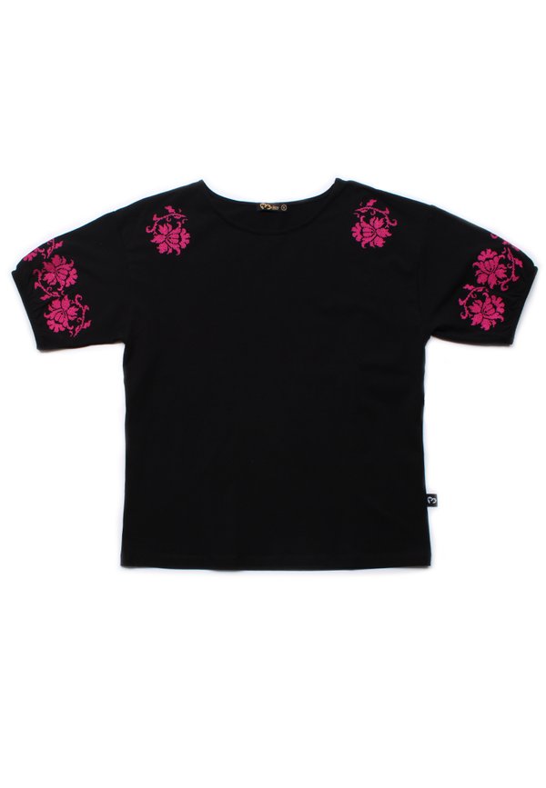 Digital Floral Embroidery Blouse BLACK (Ladies' Top)