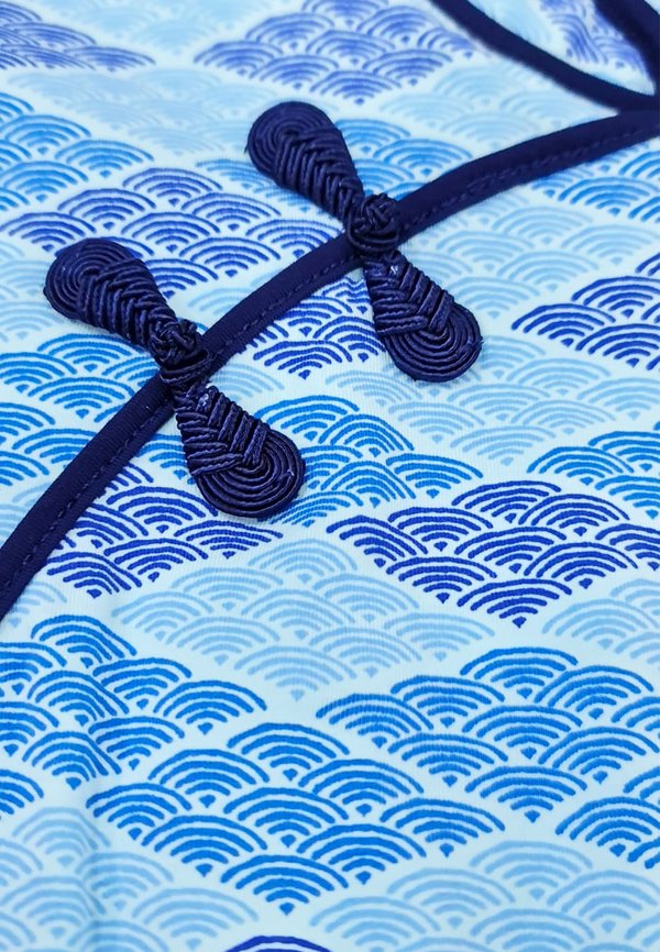 Classic Motif Print Cheongsam Inspired Dress BLUE (Ladies' Dress)