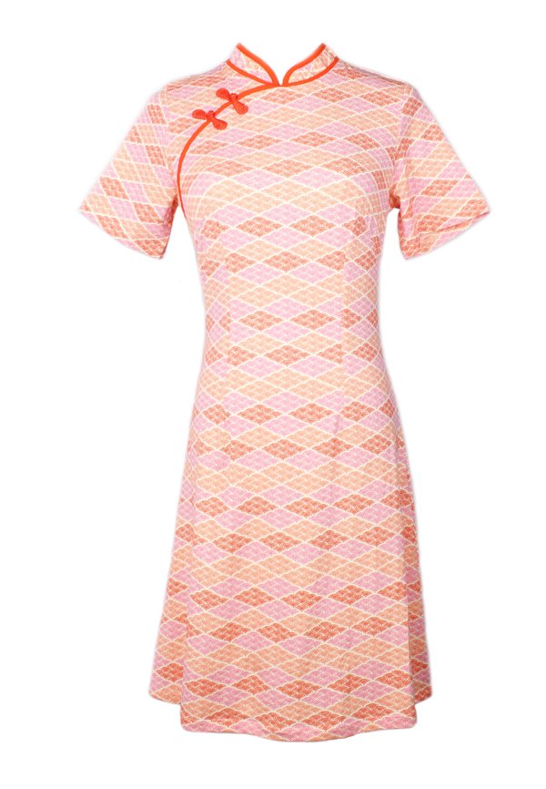 Classic Motif Print Cheongsam Inspired Dress PINK (Ladies' Dress)
