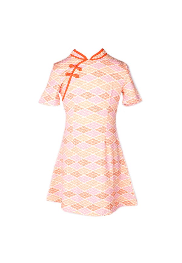 Classic Motif Print Cheongsam Inspired Dress PINK (Girl's Dress)
