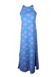 Japanese Sunray Print Maxi Dress BLUE (Ladies' Dress)