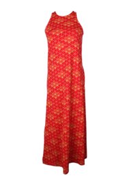 Japanese Sunray Print Maxi Dress RED (Ladies' Dress)