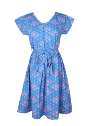 Japanese Sunray Print Nursing Flare Dress BLUE (Ladies' Dress)