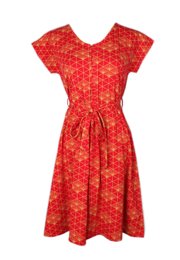 Japanese Sunray Print Nursing Flare Dress RED (Ladies' Dress)