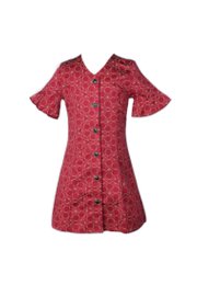 Ohayo Star Print-Button Down Dress RED (Girl's Dress)