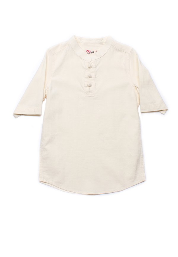 Oriental Styled 3/4 Sleeve Shirt CREAM (Boy's Shirt)