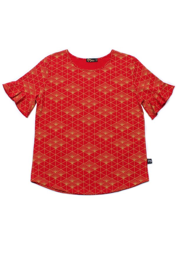 Japanese Sunray Print Blouse RED (Ladies' Top)