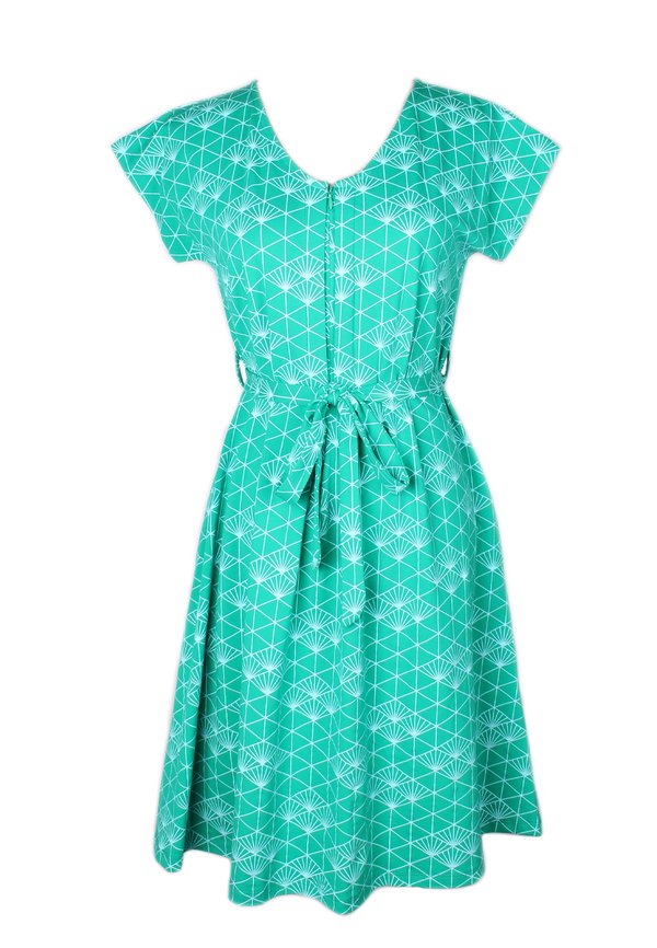 Japanese Sunray Print Nursing Flare Dress GREEN (Ladies' Dress)