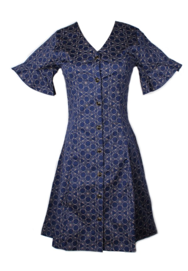 Ohayo Star Print-Button Down Dress BLUE (Ladies' Dress)