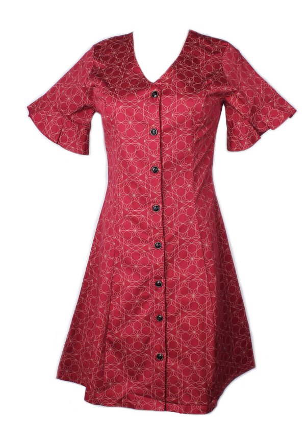 Ohayo Star Print-Button Down Dress RED (Ladies' Dress)