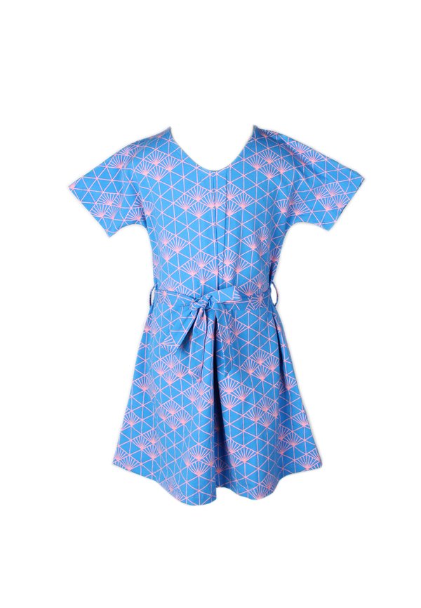 Japanese Sunray Print Flare Dress BLUE (Girl's Dress)