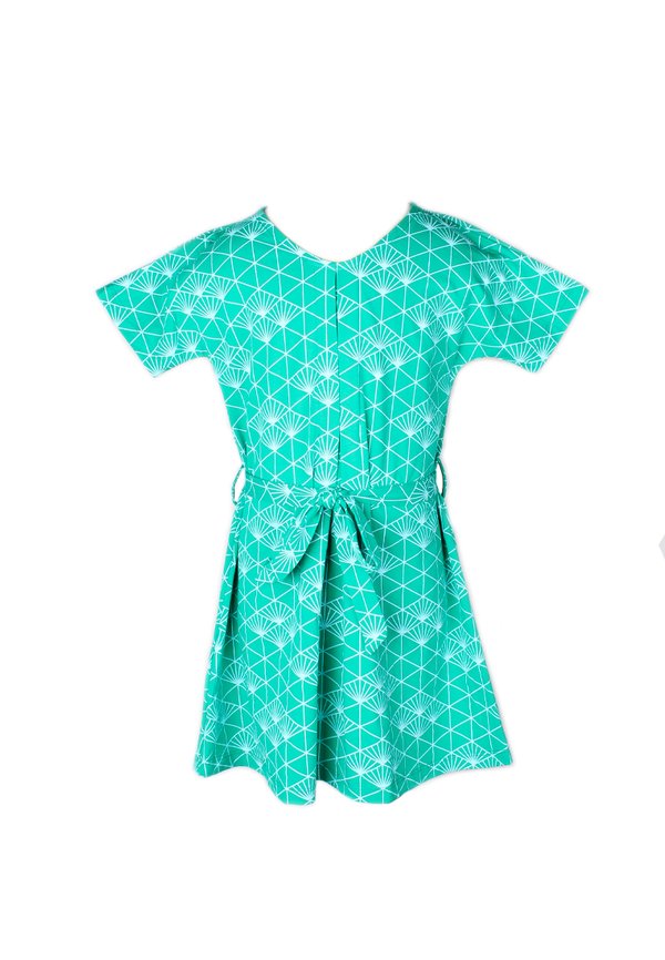Japanese Sunray Print Flare Dress GREEN (Girl's Dress)