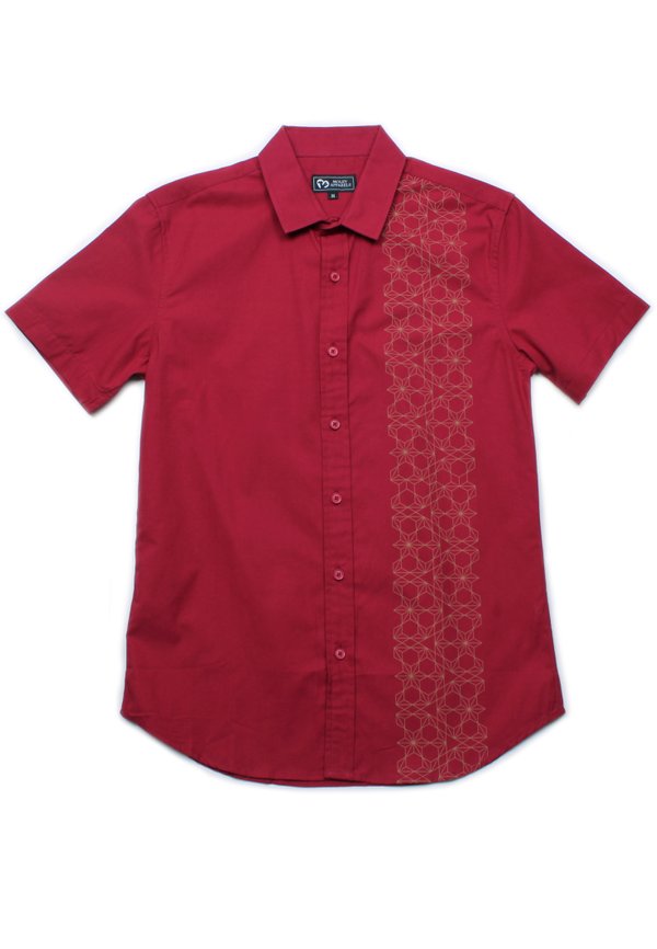 Ohayo Star Print Short Sleeve Shirt RED (Men's Shirt)