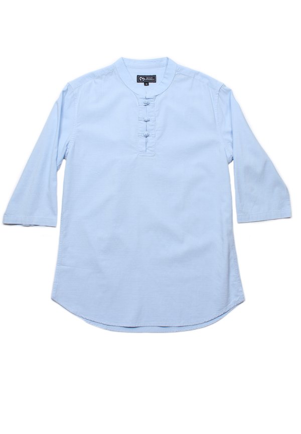 Oriental Styled 3/4 Sleeve Shirt BLUE (Men's Shirt)