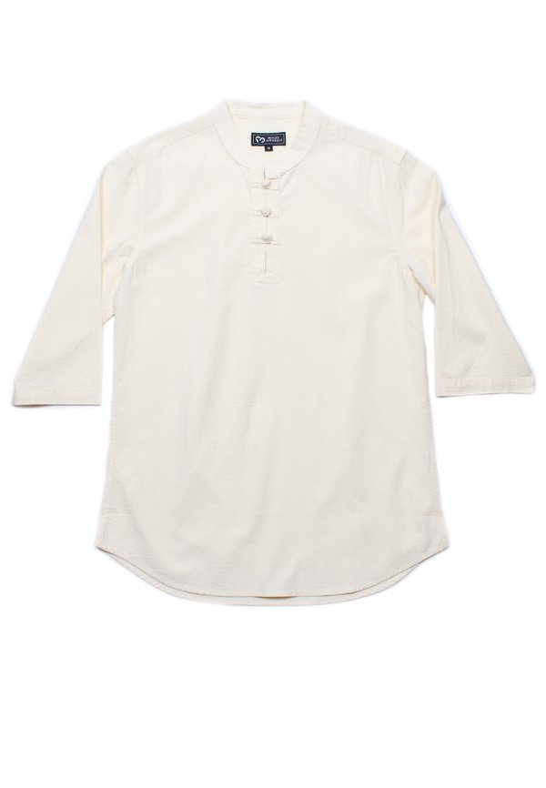 Oriental Styled 3/4 Sleeve Shirt CREAM (Men's Shirt)