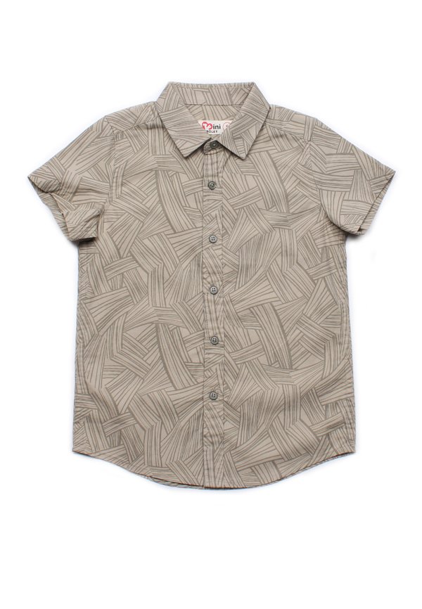 Weave Print Short Sleeve Shirt KHAKI (Boy's Shirt)