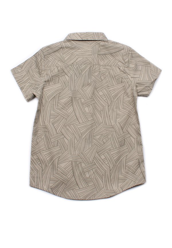 Weave Print Short Sleeve Shirt KHAKI (Boy's Shirt)