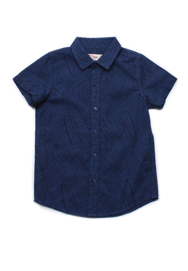 Weave Print Short Sleeve Shirt NAVY (Boy's Shirt)